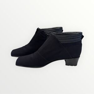 Sesto Meucci Black Ankle Booties Boots Hovercraft Fabric Waterproof Size 8